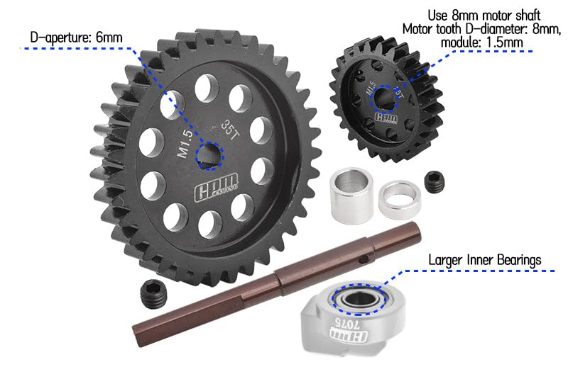 Amazon.com: 40Cr Carbon Steel M1.5 Spur Gear 35T + Motor Gear 25T
